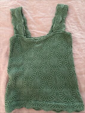 Free People Green Textured Tank Top
